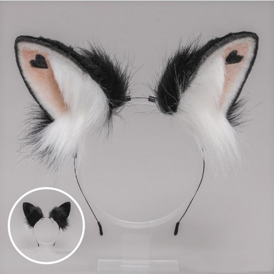 Heart Rabbit Furry Ears Hairband and Tail Set 20280:280480