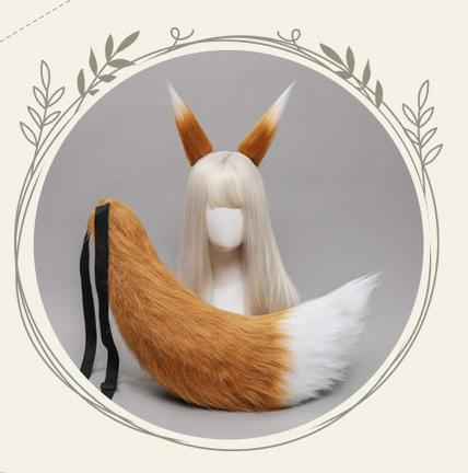 Handcrafted Plush Fox and Wolf Ear Hairclips with Tails in 17 Colors