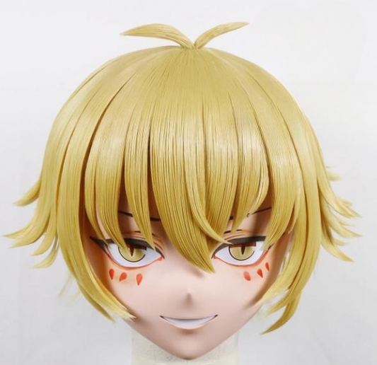Yellow Short Wig Anime Face Male Cosplay Kigurumi Mask