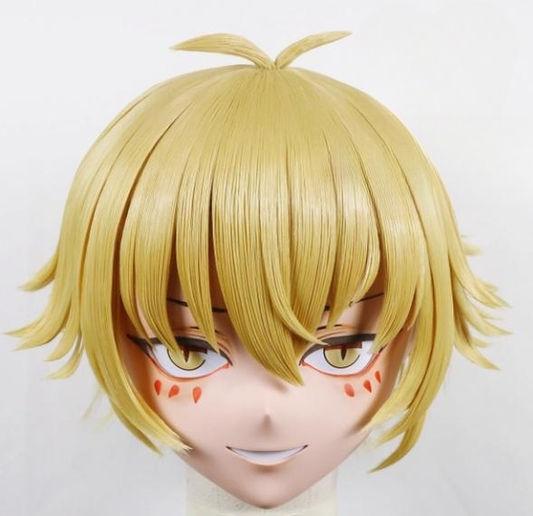 Yellow Short Wig Anime Face Male Cosplay Kigurumi Mask (3) 19162:274086