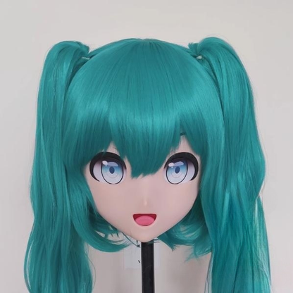 Female Green Long Wig Anime Cute Face Kigurumi Mask (3) 19102:276692 (3) 19102:276692