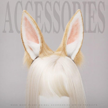 Handmade Furry Lolita Rabbit Ears Headband - Cute JK Style Accessory