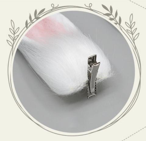 Tsukino Usagi Realistic Furry Rabbit Ears Plush Hair Clips