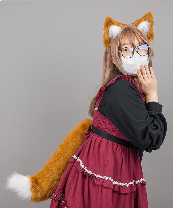 Cute Beast Ear Hairband and Wolf Tail Set