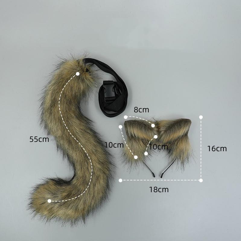 Realistic Plush Furry Hairband Animal Ears Tail Set