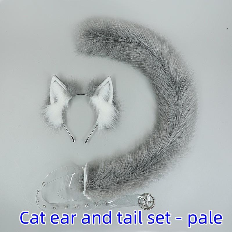 Handmade Simulation Cat Ears Plush Cat Tail Set