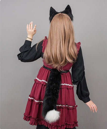 Cute Beast Ear Hairband and Wolf Tail Set