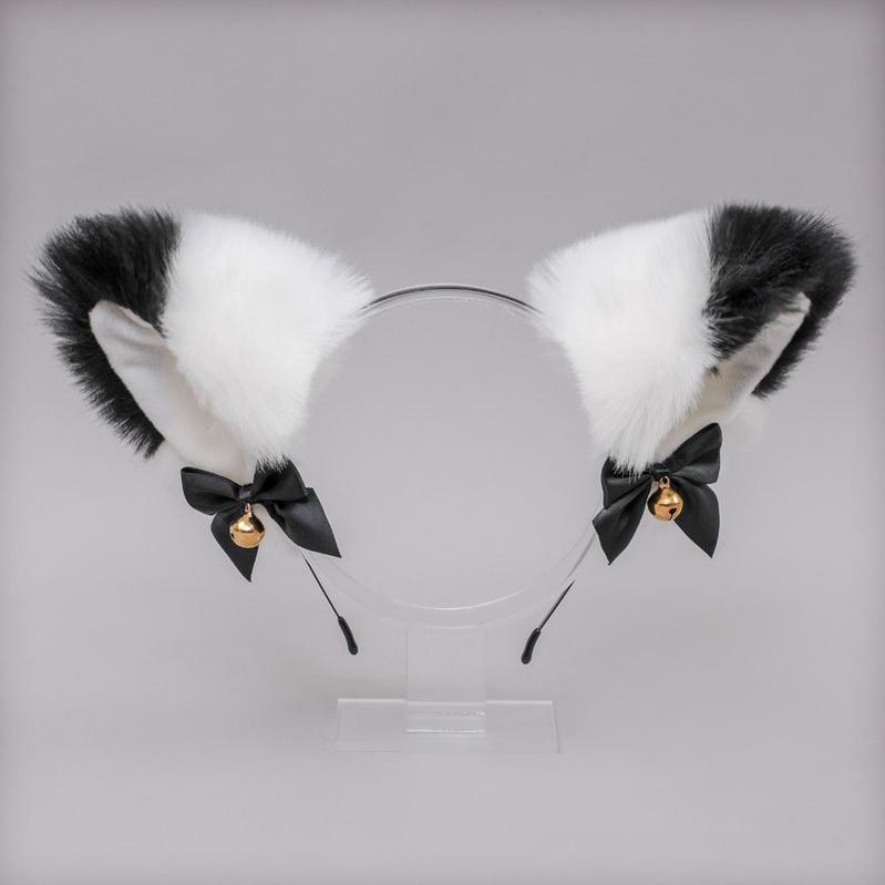 Soft Plush Cat Ear Bell Bow Cosplay Headdress