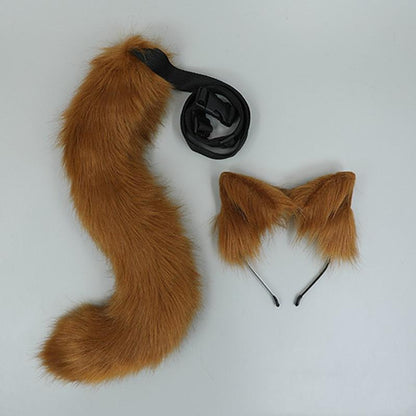 Realistic Plush Furry Hairband Animal Ears Tail Set