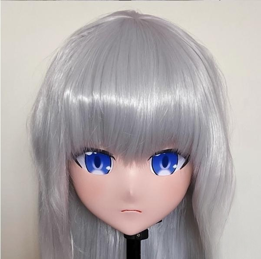 Female Silver Long Wig Anime Face Kigurumi Mask (3) 19126:276810 (3) 19126:276810