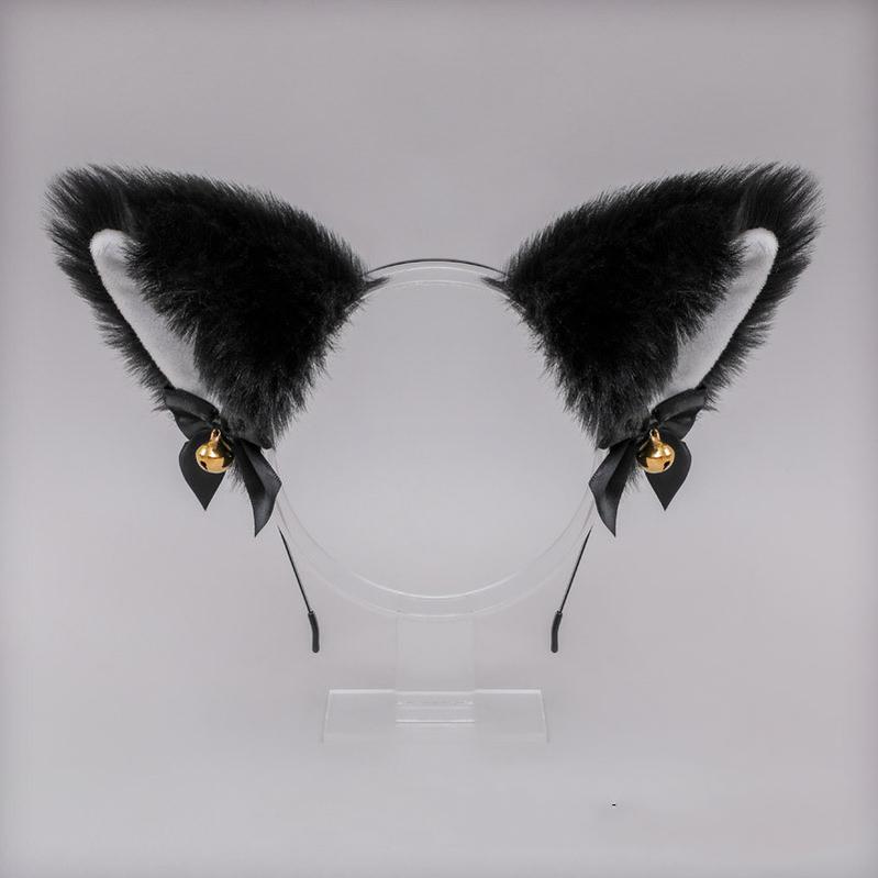 Soft Plush Cat Ear Bell Bow Cosplay Headdress