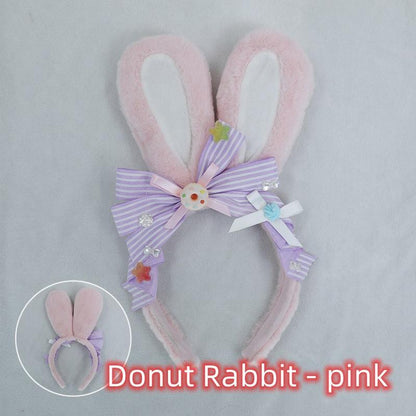 Handmade Plush Headwear Cute Girl Donut Plush Rabbit Ear Band