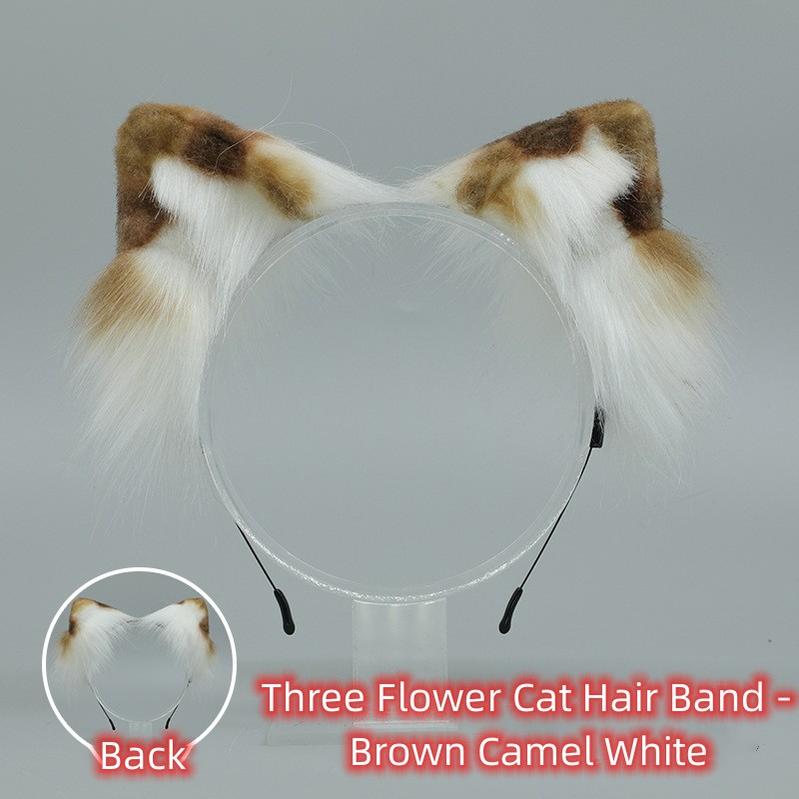 Handmade Animal Ears Three Flower Cat Kawaii Plush Ear Band