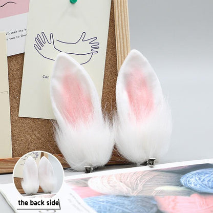 Tsukino Usagi Realistic Furry Rabbit Ears Plush Hair Clips