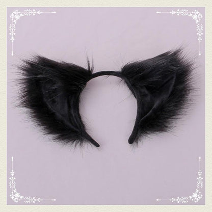 Cute Furry Fox Ear Headband - Japanese Kawaii Cosplay Accessory (Black) 20644:285548