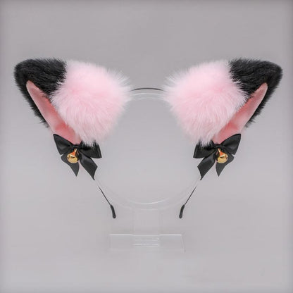 Soft Plush Cat Ear Bell Bow Cosplay Headdress