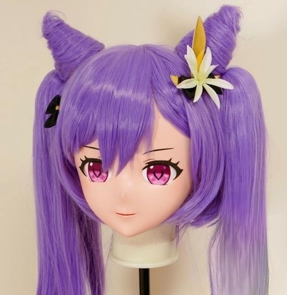 Female Purple Long Wig Keqin Head Mask 19160:274082