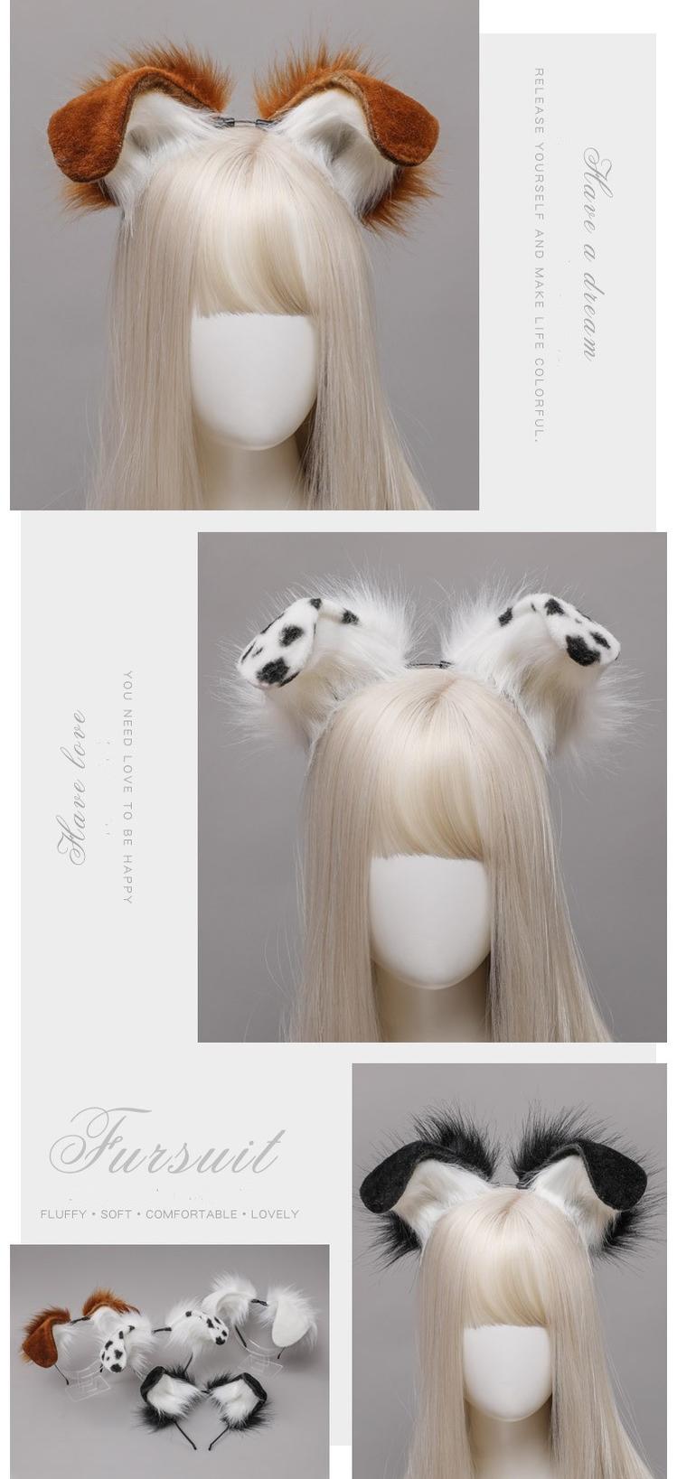 Hand-made Plush Animal Dog Ear Headdress Soft Accessories