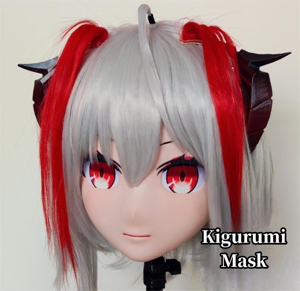 Silver And Red Wig Female Full Kigurumi Mask 19116:290228 19116:290228