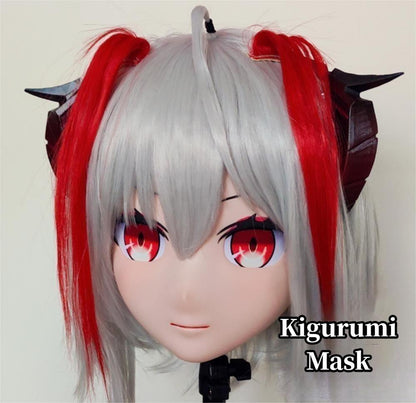 Silver And Red Wig Female Full Kigurumi Mask 19116:290228 19116:290228