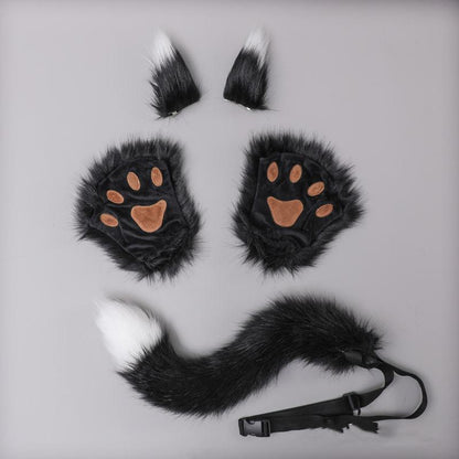 Halloween Animal Ears Hairclips Tail and Paw Gloves Set