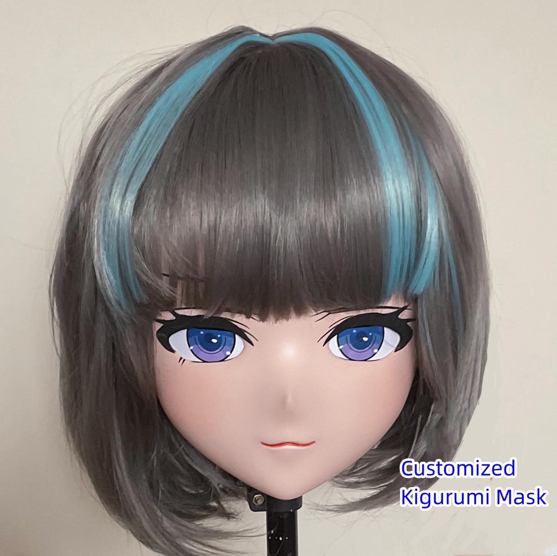 Short Dark Grey Hair Cosplay Animegao Kigurumi Mask (3) 19114:277606