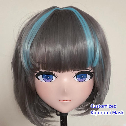 Short Dark Grey Hair Cosplay Animegao Kigurumi Mask (3) 19114:277606