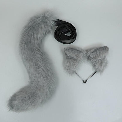 Realistic Plush Furry Hairband Animal Ears Tail Set