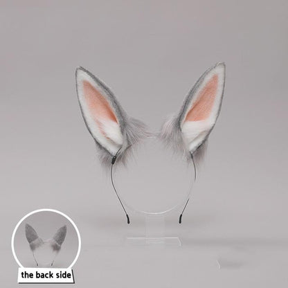 Handmade Furry Lolita Rabbit Ears Headband - Cute JK Style Accessory