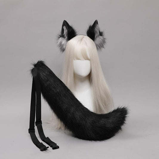 Hand-made Waist Decoration Animal Tail Set Wolf Ear Headwear