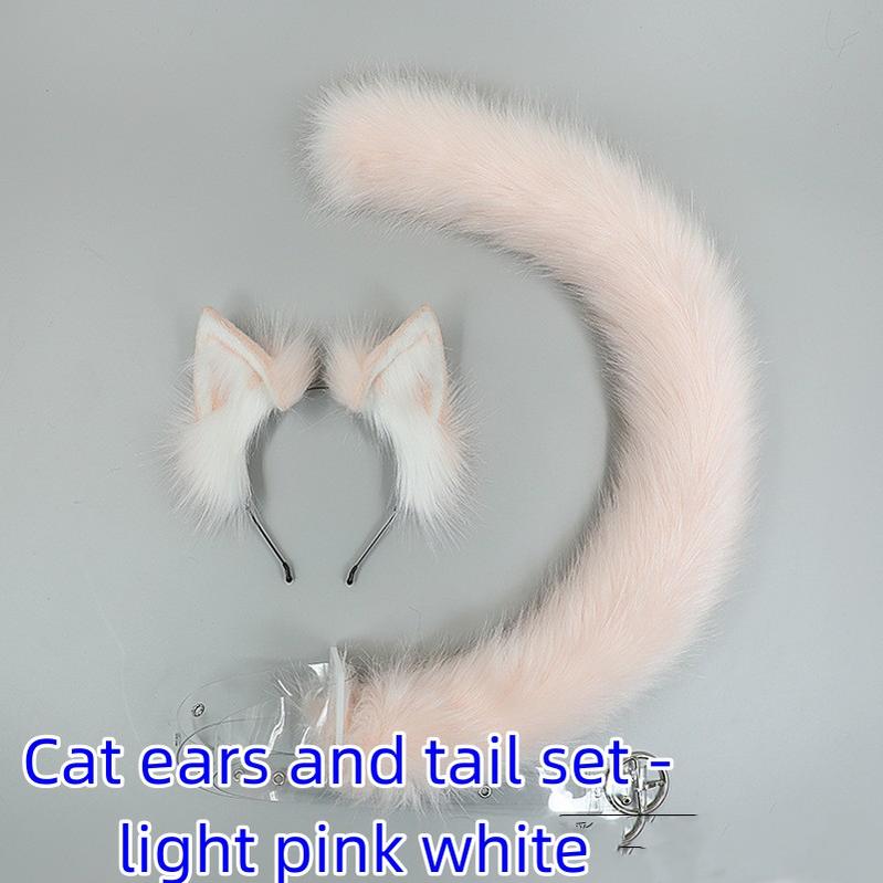 Handmade Simulation Cat Ears Plush Cat Tail Set