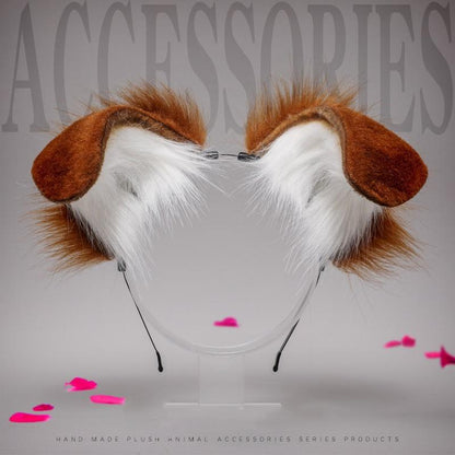 Hand-made Plush Animal Dog Ear Headdress Soft Accessories