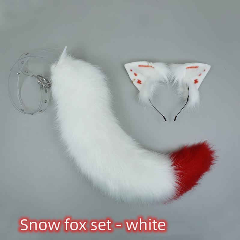 Soft Plush Simulated Plush Snow Fox Ear and Tail Set