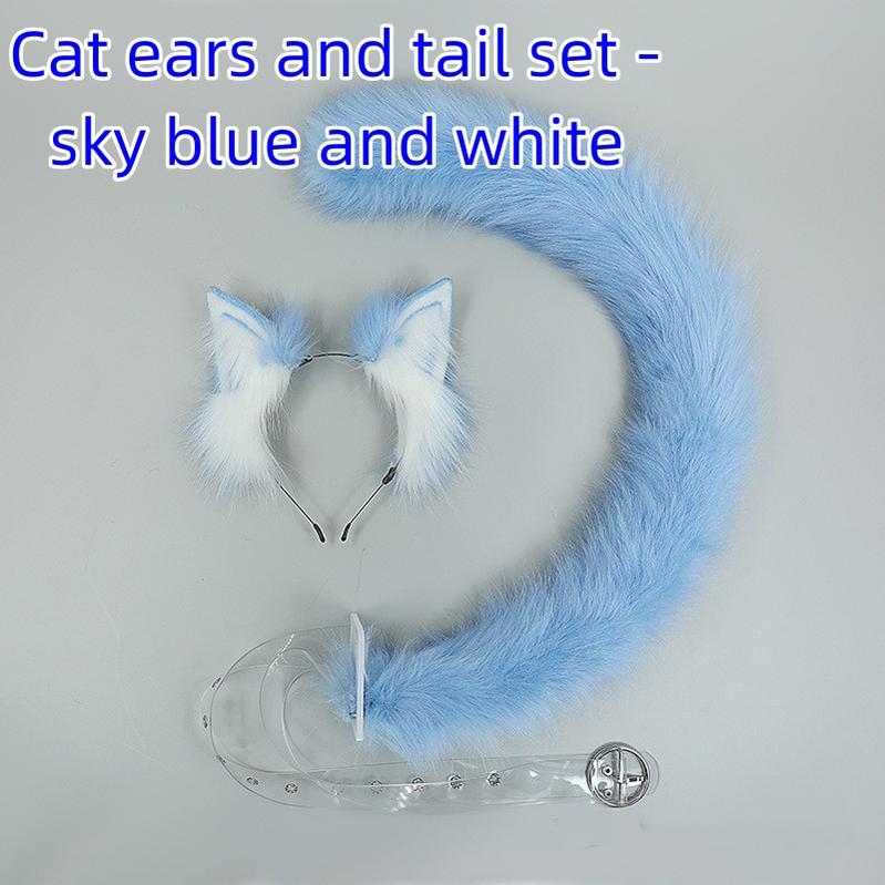 Handmade Simulation Cat Ears Plush Cat Tail Set