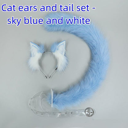 Handmade Simulation Cat Ears Plush Cat Tail Set