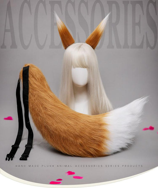 Handcrafted Plush Fox and Wolf Ear Hairclips with Tails in 17 Colors