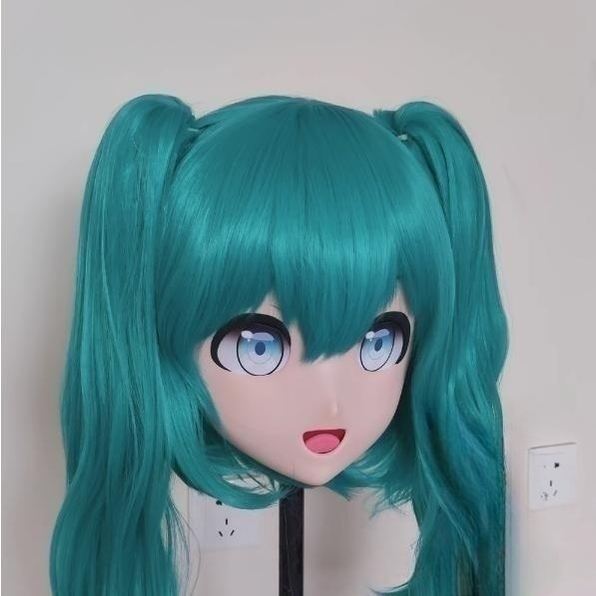 Female Green Long Wig Anime Cute Face Kigurumi Mask 19102:276688 19102:276688