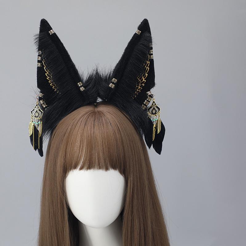 Exquisite Plush Imitation Animal Ear Headband Anubis Cosplay Accessory