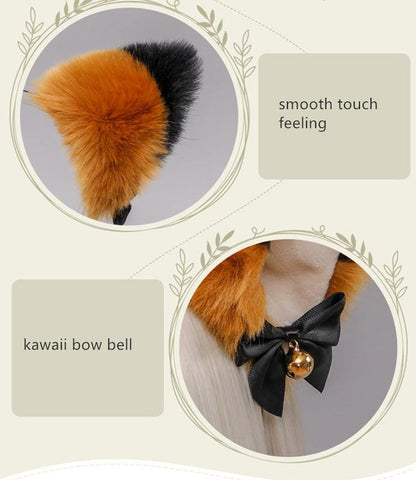 Soft Plush Cat Ear Bell Bow Cosplay Headdress