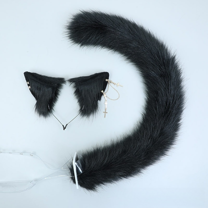 Lolita Style Lovely Plush Accessory Bast Cat Cosplay Ears Tail Suit