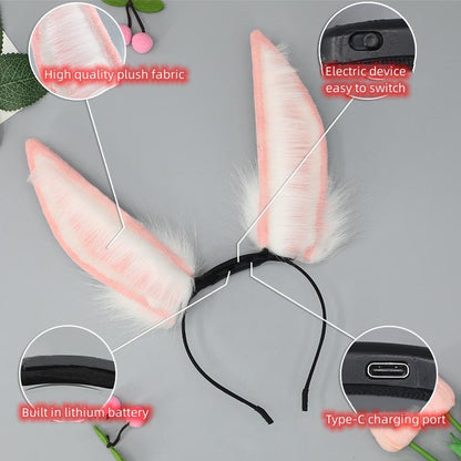 Movable and Rechargeable Electric Plush Rabbit Ear Hairband