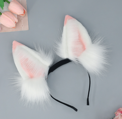 Rechargeable Plush Fox Ear Accessories White Fox Headband