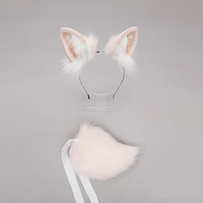 Heart Rabbit Furry Ears Hairband and Tail Set 20280:280460