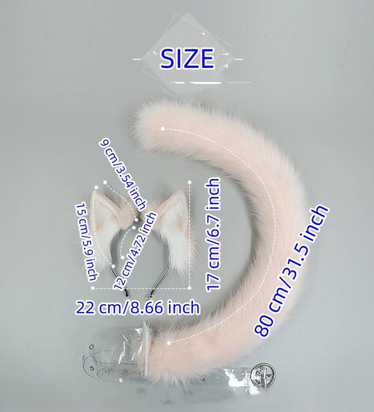 Handmade Simulation Cat Ears Plush Cat Tail Set